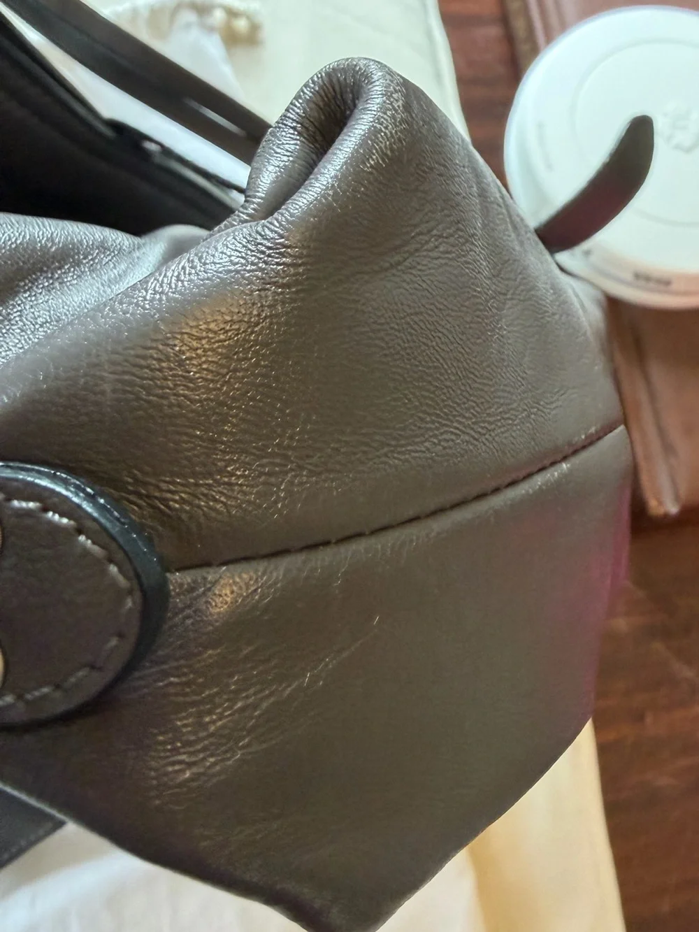 N/A grey leather